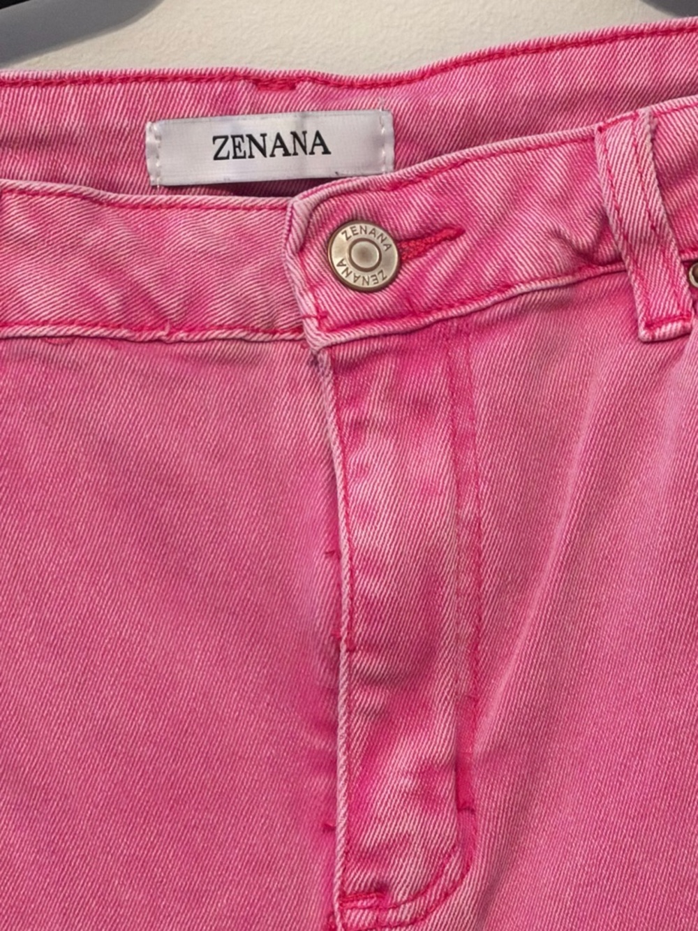 Zenana Pink Bootcut Jeans XL Raw Hem Stretch Denim Trendy Bright Wash - Picture 3 of 10